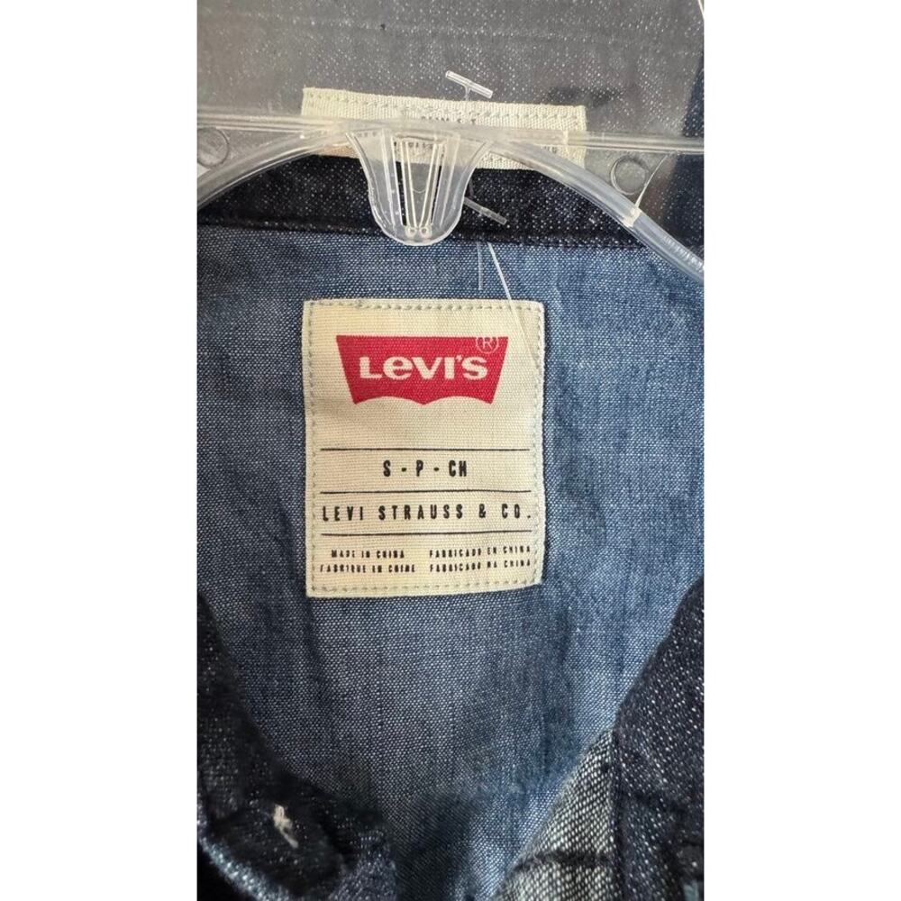Levi’s Men’s Small Western Denim Shirt Dark Blue - Pearl Snap 65816-0005 - Picture 3 of 14